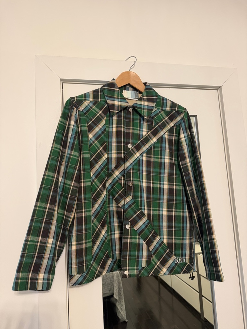Kith Green Plaid Button-Front Shirt Jacket with Diagonal Strap